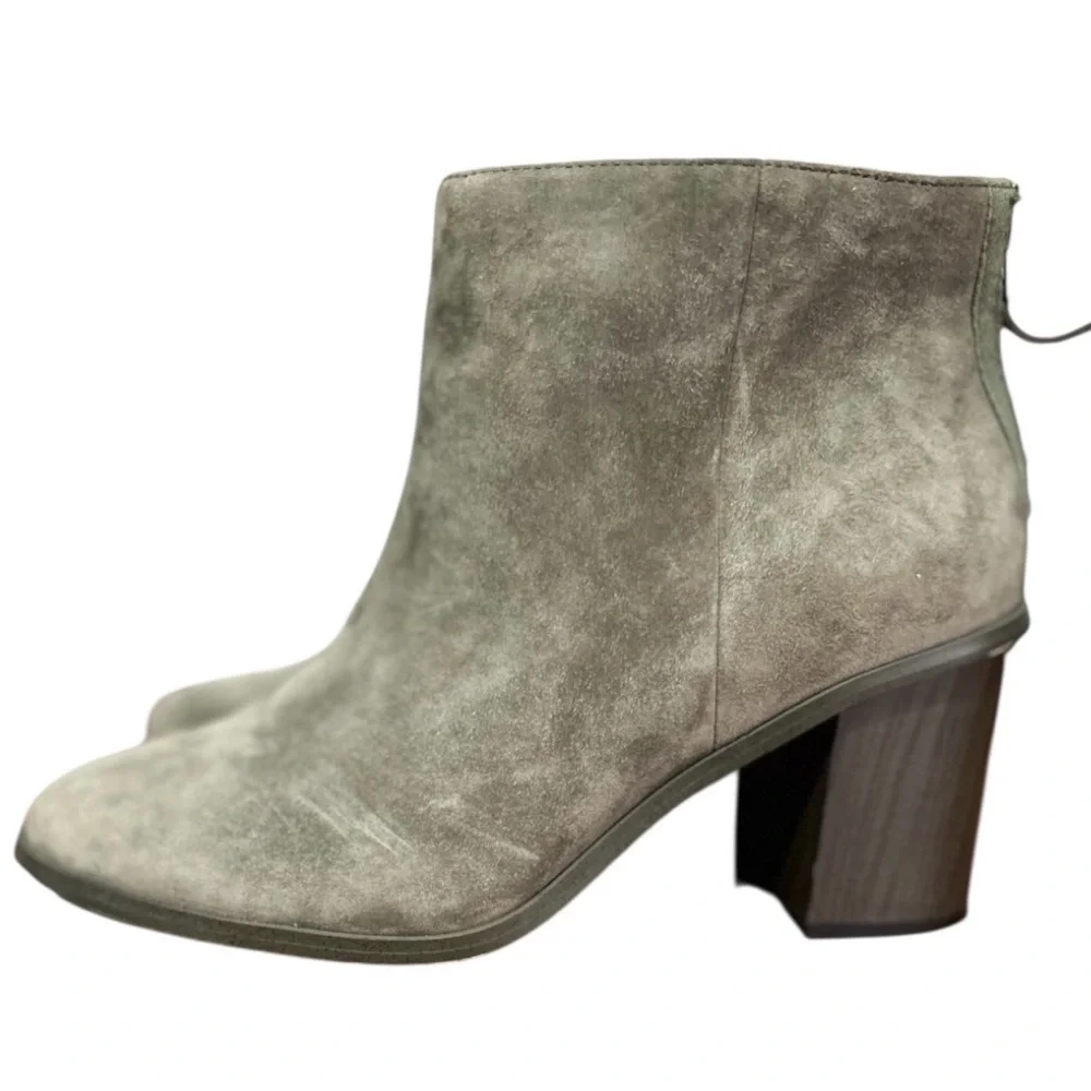 Splendid Suede Block Heel Ankle Boots Olive Green Sz 7.5
